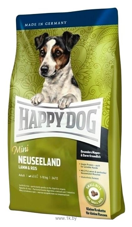 Фотографии Happy Dog (4 кг) Supreme - Mini Neuseeland для взрослых собак мелких пород с ягненком и рисом