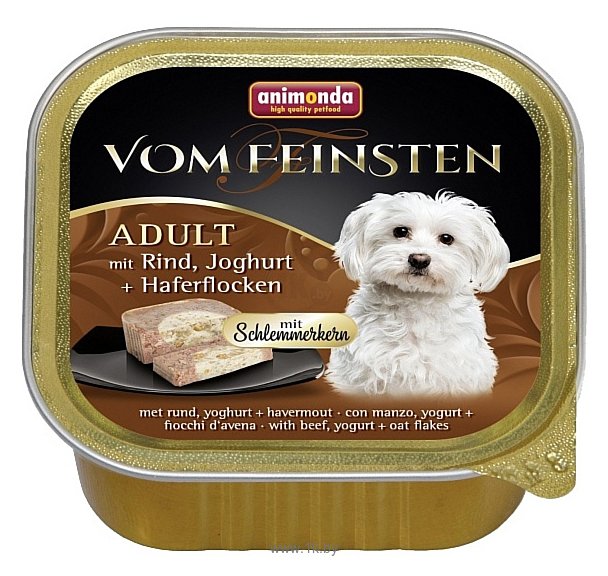 Фотографии Animonda Vom Feinsten Adult Меню для привередливых собак с говядиной, йогуртом и овсяными хлопьями (0.15 кг) 1 шт.