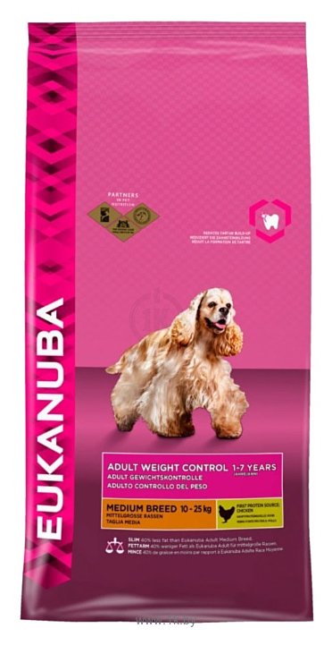 Фотографии Eukanuba Adult Dry Dog Food Weight Control For Medium Breed Chicken (2.5 кг)