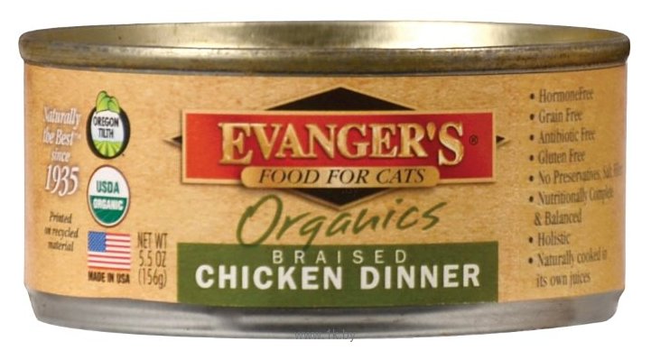 Фотографии Evanger's Organic Braised Chicken Dinner консервы для кошек (0.156 кг) 1 шт.