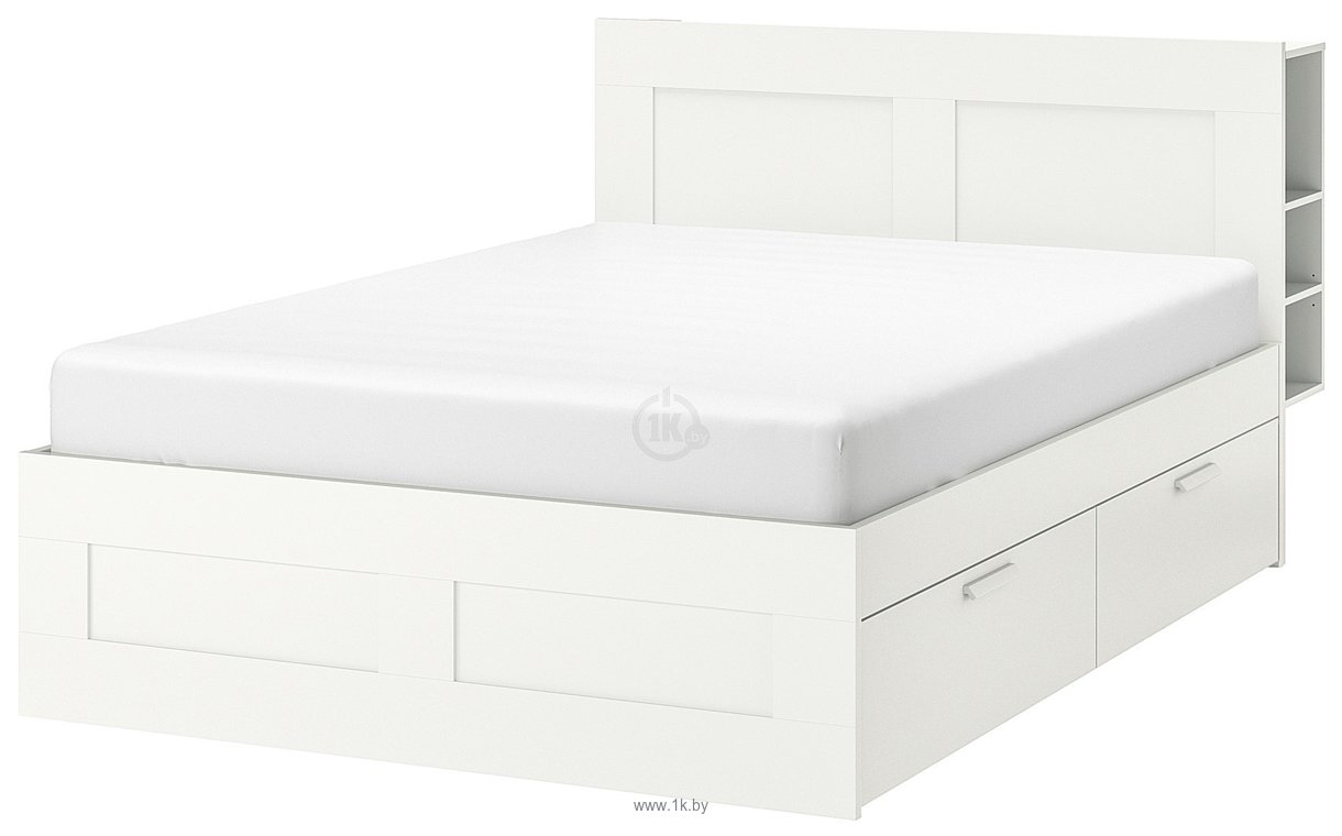 Фотографии Ikea Бримнэс 200x160 (4 ящика, белый, Лурой) 092.107.44