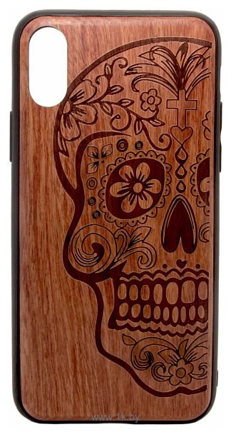 Фотографии Case Wood для Apple iPhone X (палисандр, череп женский)