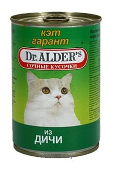 Фотографии Dr. Alder КЭТ ГАРАНТ дичь кусочки в желе Для домашних кошек (0.4 кг) 12 шт.