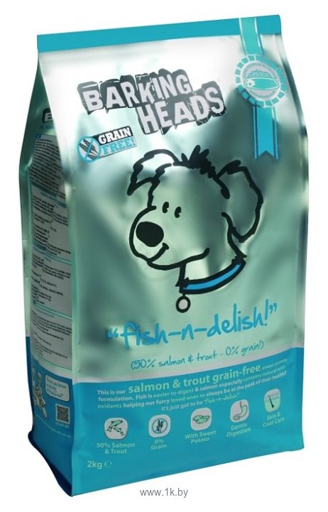 Фотографии Barking Heads Беззерновой корм для собак с лососем, форелью и бататом Рыбка-вкусняшка (18 кг)