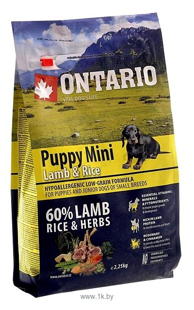 Фотографии Ontario (2.25 кг) Puppy Mini Lamb & Rice