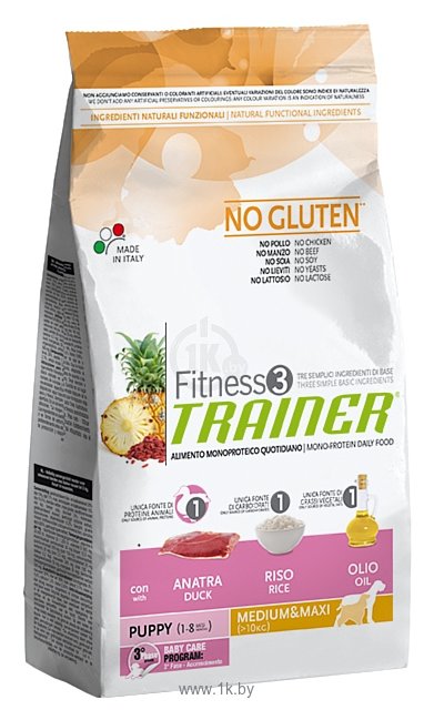 Фотографии TRAINER Fitness3 No Gluten Puppy Medium&Maxi Duck and rice dry (12.5 кг)