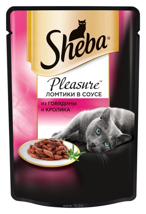 Фотографии Sheba Pleasure ломтики в соусе из говядины и кролика (0.085 кг) 1 шт.