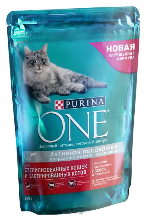 Фотографии Purina ONE Для стерилизованных кошек и котов с высоким содержанием Лосося и пшеницы (0.2 кг)