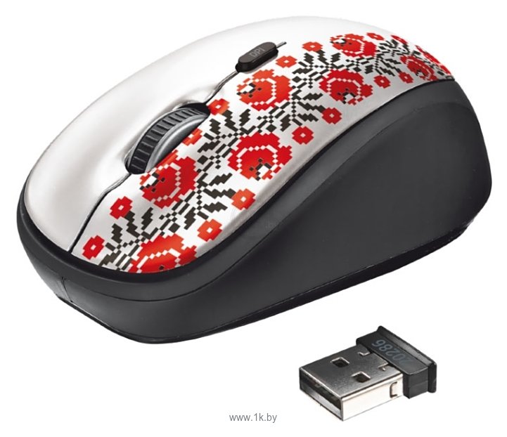 Фотографии Trust Yvi Wireless Mouse Ukrainian style flower White USB