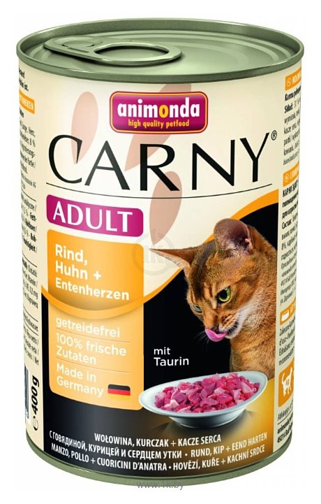 Фотографии Animonda Carny Adult для кошек с говядиной, курицей и сердцем утки (0.4 кг) 1 шт.