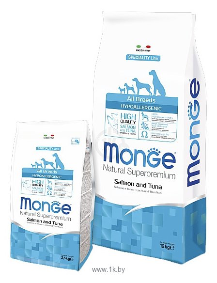 Фотографии Monge Speciality Line Hypoallergenic – Лосось и тунец (12 кг)