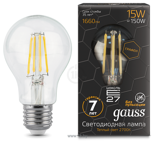 Фотографии Gauss LED Filament Graphene A60 15W 2700K E27 102802115