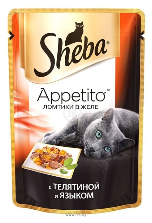 Фотографии Sheba (0.085 кг) 1 шт. Appetito ломтики в желе с телятиной и языком