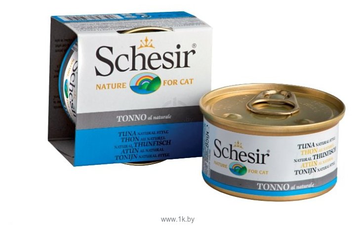 Фотографии Schesir (0.085 кг) 1 шт. Кусочки в собственном соку. Тунец натуральный. Консервы для кошек
