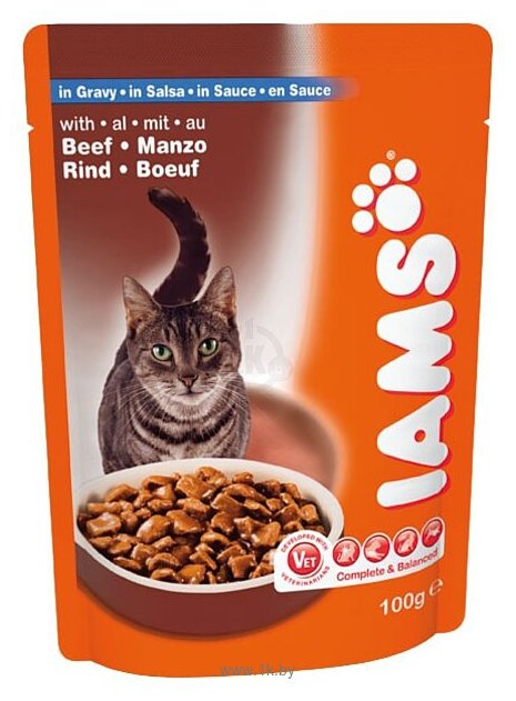 Фотографии Iams Cat Pouch Adult with Beef in Gravy (0.1 кг) 1 шт.