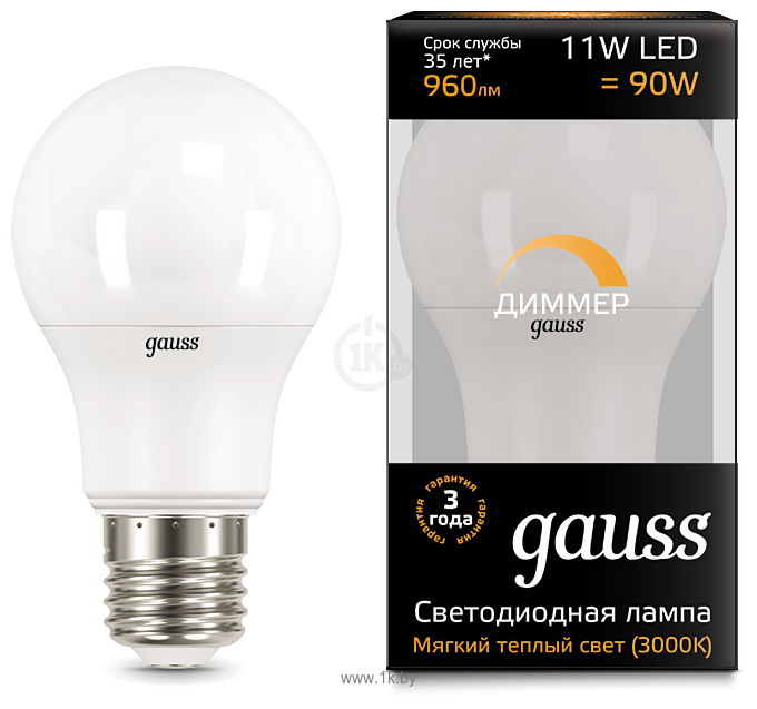 Фотографии Gauss LED A60 11W 3000K E27 102502111-D