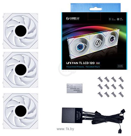 Фотографии Lian Li Uni Fan TL LCD 120 Triple Pack G99.12TLLCD3W.R0