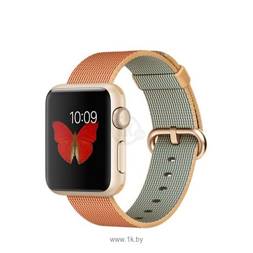 Фотографии Apple Watch Gold 38mm Gold with Gold/Red Woven Nylon (MMF52)