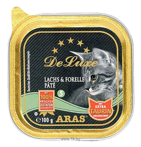 Фотографии ARAS (0.1 кг) 1 шт. Premium Pate Deluxe для кошек - Семга и форель