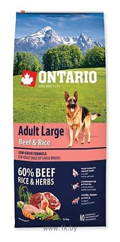 Фотографии Ontario (12 кг) Adult Large Beef & Rice