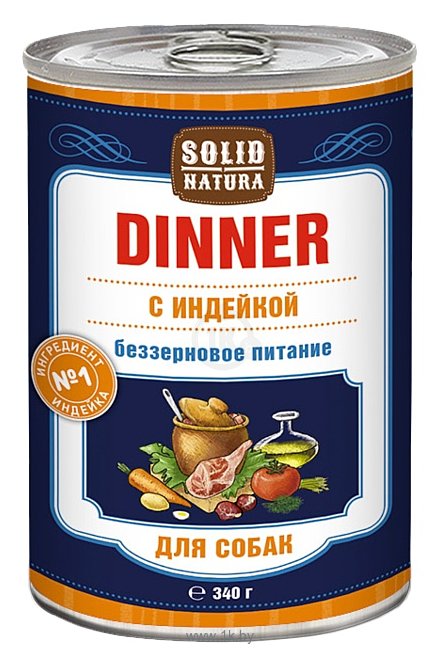 Фотографии Solid Natura (0.34 кг) 1 шт. Dinner для собак - Индейка