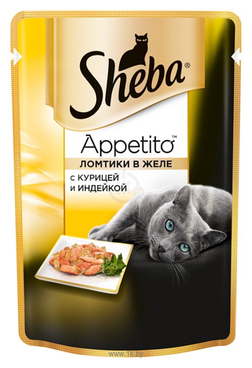 Фотографии Sheba Appetito ломтики в желе с курицей и индейкой (0.085 кг) 1 шт.
