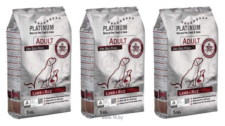 Фотографии PLATINUM (5 кг) 3 шт. Adult Dog Lamb + Rice