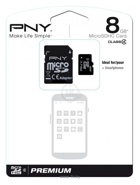 Фотографии PNY Premium microSDHC Class 4 8GB + SD adapter
