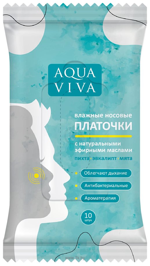 Фотографии Aqua Viva Антибактериальные с эфирными маслами, 10 шт