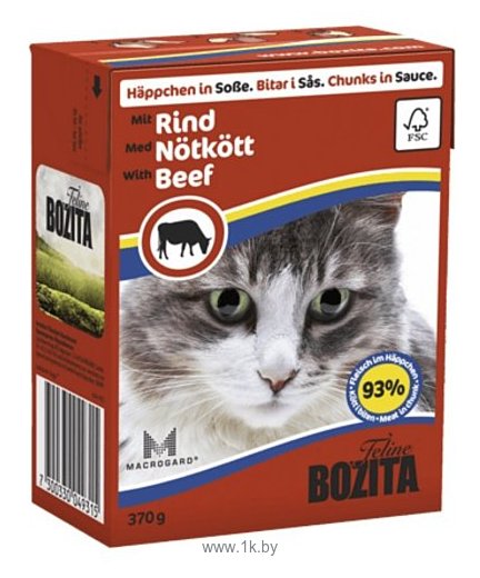 Фотографии Bozita Feline chunks in sauce with Beef (0.37 кг) 1 шт.