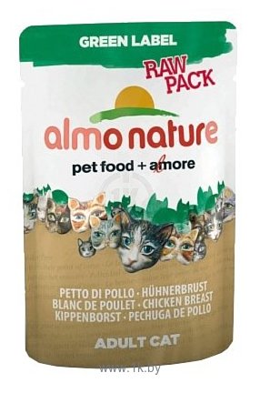 Фотографии Almo Nature (0.055 кг) 1 шт. Green Label Raw Pack Adult Cat Chicken Breast