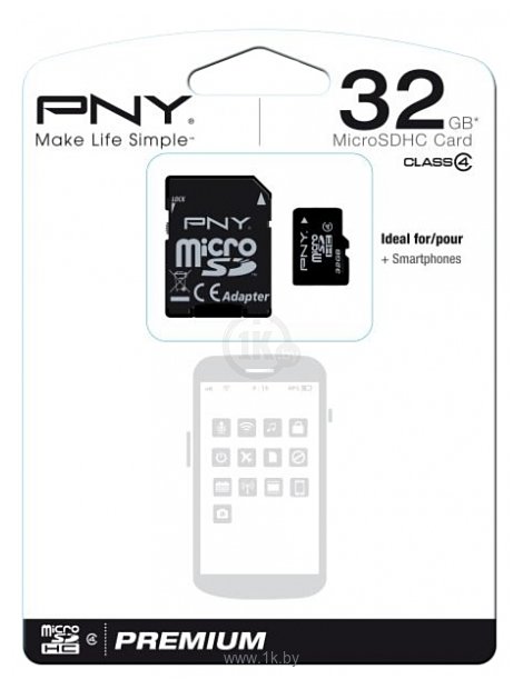 Фотографии PNY Premium microSDHC Class 4 32GB + SD adapter