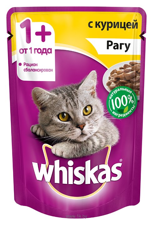 Фотографии Whiskas (0.085 кг) 1 шт. Рагу с курицей для взрослых кошек