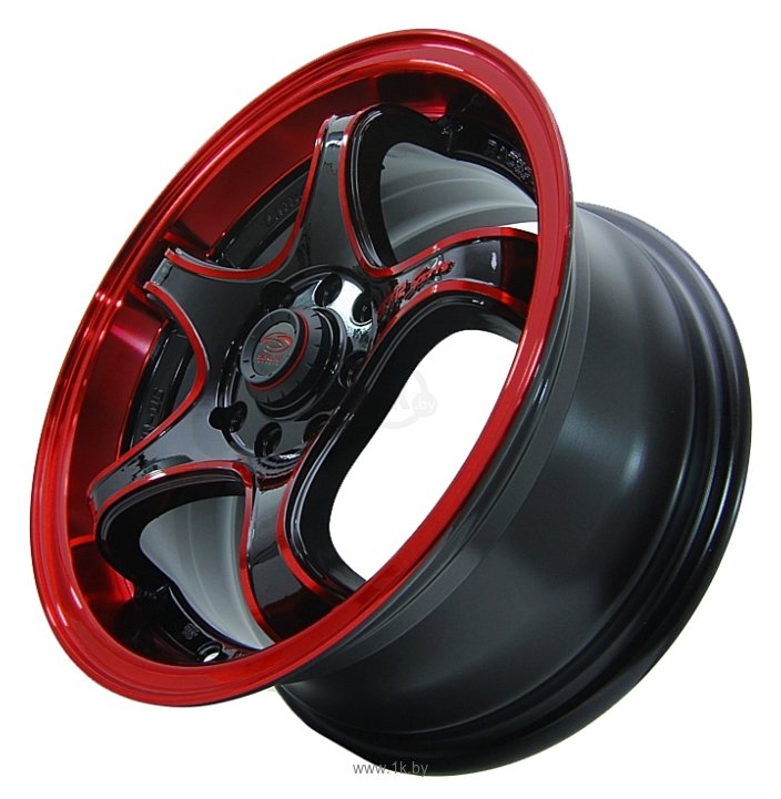 Фотографии Sakura Wheels 395 7x15/4x100/114.3 D73.1 ET40 Черный с красным