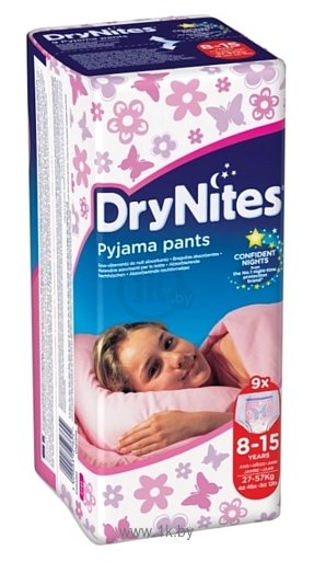 Фотографии Huggies DryNites 8-15 лет для девочек (9 шт.)