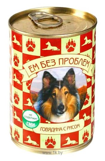 Фотографии Ем Без Проблем Консервы для собак Говядина с рисом (0.41 кг) 1 шт.