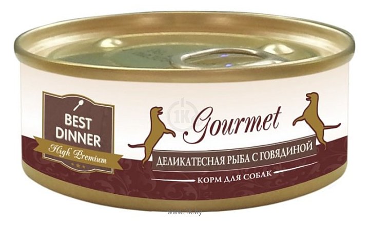 Фотографии Best Dinner High Premium (Gourmet) для собак Деликатесная Рыба с Говядиной (0.1 кг) 24 шт.