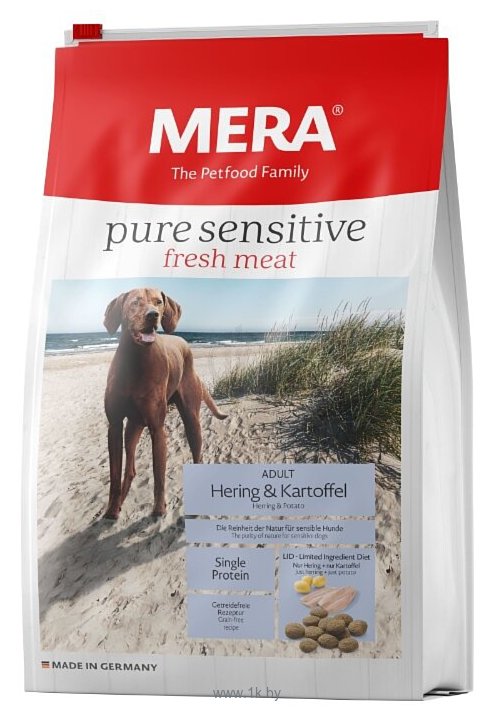 Фотографии Mera (4 кг) Pure Sensitive Fresh Meat с сельдью и картофелем для взрослых собак