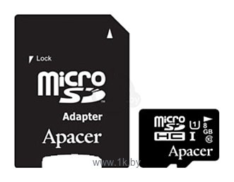 Фотографии Apacer microSDHC Card Class 10 UHS-I U1 8GB + SD adapter