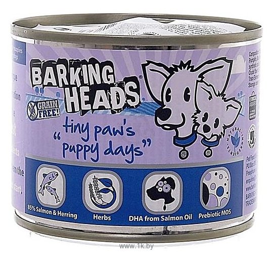 Фотографии Barking Heads (0.2 кг) 6 шт. Консервы для щенков мелких пород с лососем Щенячьи деньки