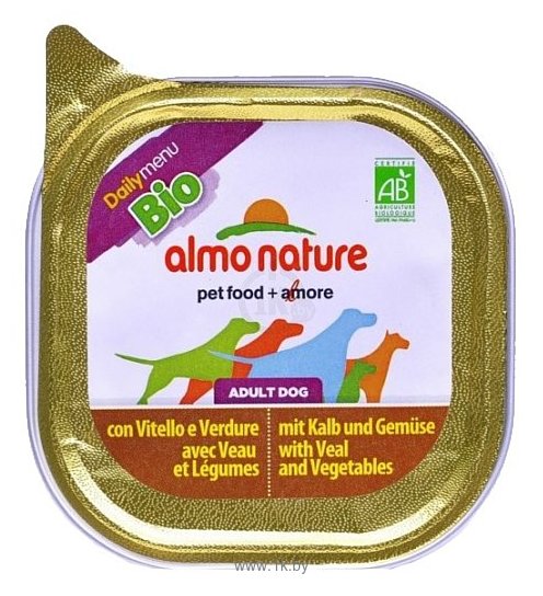 Фотографии Almo Nature (0.1 кг) 1 шт. DailyMenu Bio Pate Adult Dog Veal and Vegetables