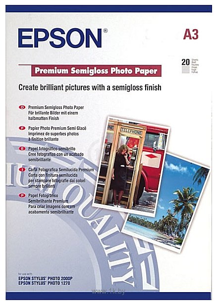 Фотографии Epson Premium Semigloss Photo Paper A3 20 листов (C13S041334)