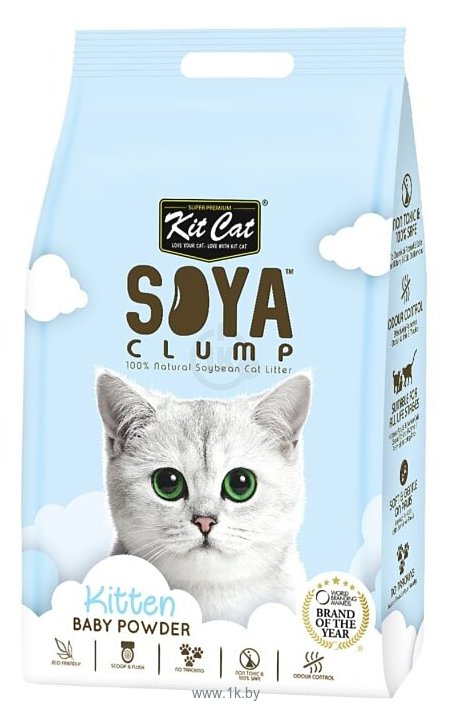 Фотографии Kit Cat Soya Clump Kitten Baby Powder 14л