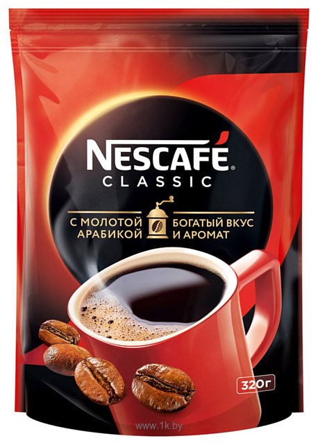 Фотографии Nescafe Classic растворимый c добавлением молотого кофе 320 г (пакет)