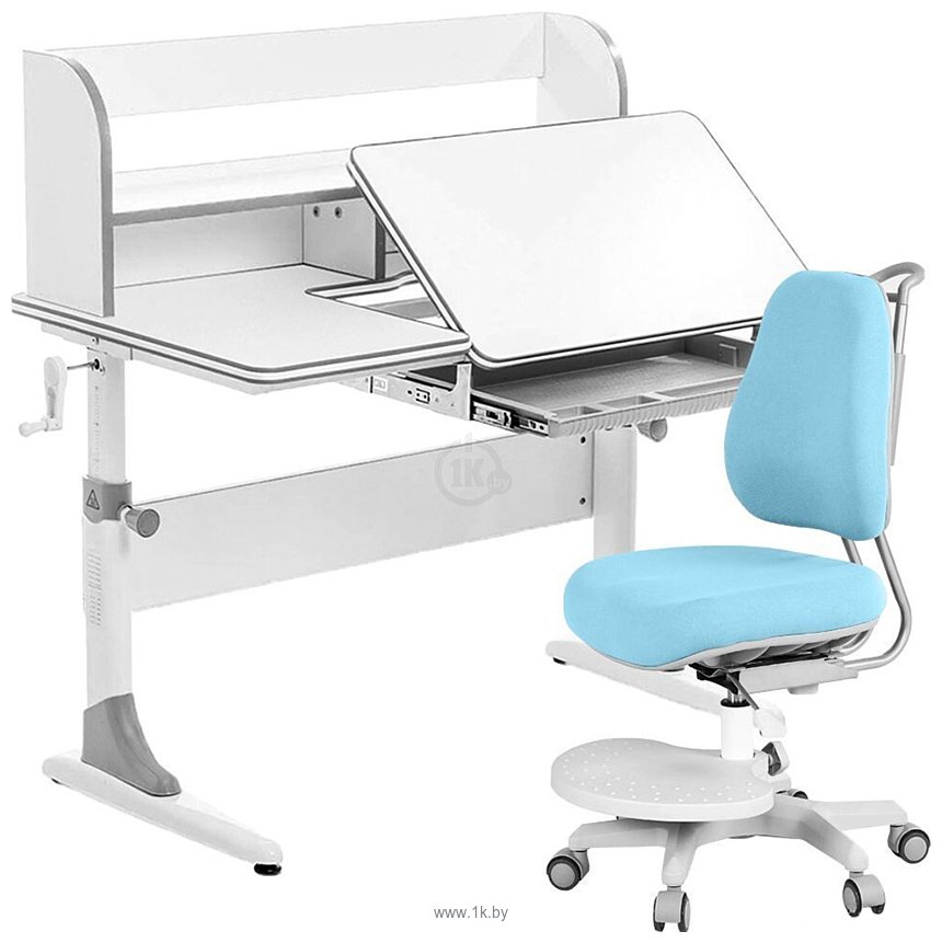 Фотографии Anatomica Study-100 Lux + органайзер со светло-голубым креслом Ragenta (белый/серый)