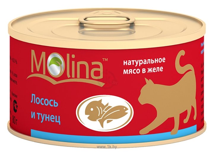 Фотографии Molina (0.08 кг) 12 шт. Консервы для кошек Лосось и тунец