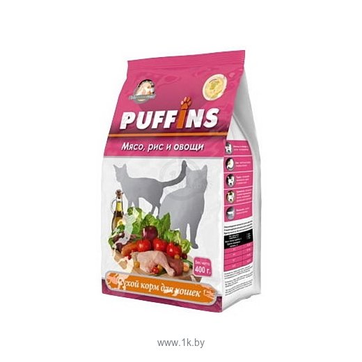 Фотографии Puffins (0.4 кг) Сухой корм для кошек Мясо, рис и овощи