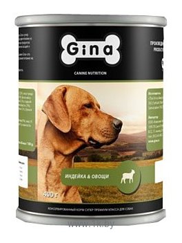 Фотографии Gina Индейка и овощи. Консервы для собак (0.4 кг) 1 шт.