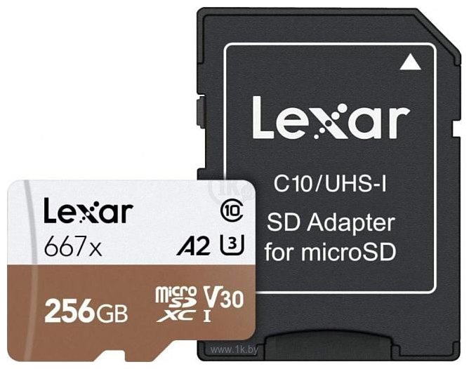 Фотографии Lexar microSDXC Class 10 UHS Class 3 667x 256GB + SD adapter