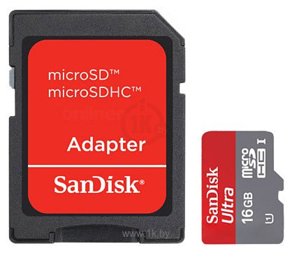 Фотографии SanDisk Ultra microSDHC UHS-I (Class 10) 16GB + адаптер (SDSDQUA-016G)